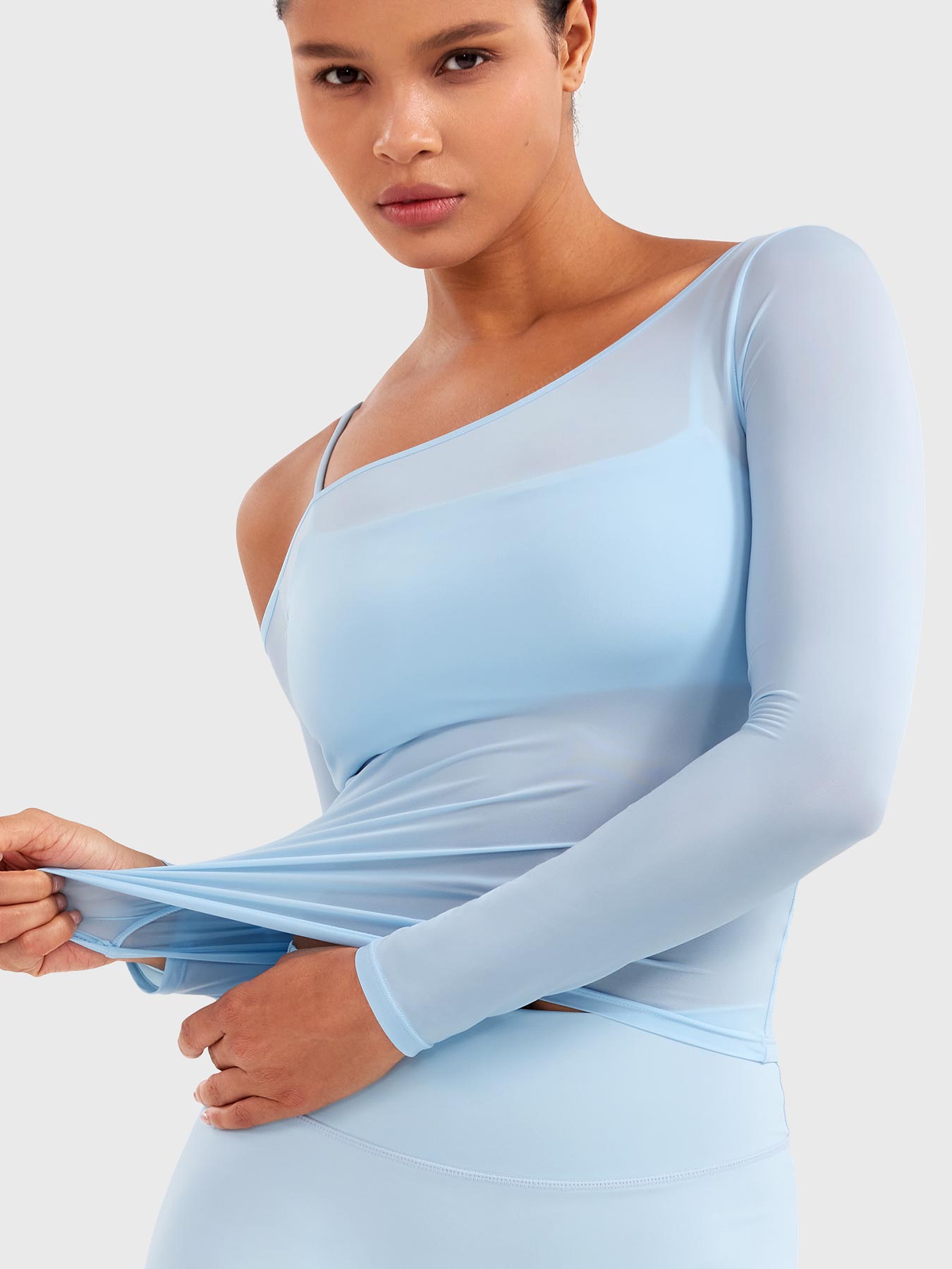 Yeoreo Fairen One Shoulder Sheer Top