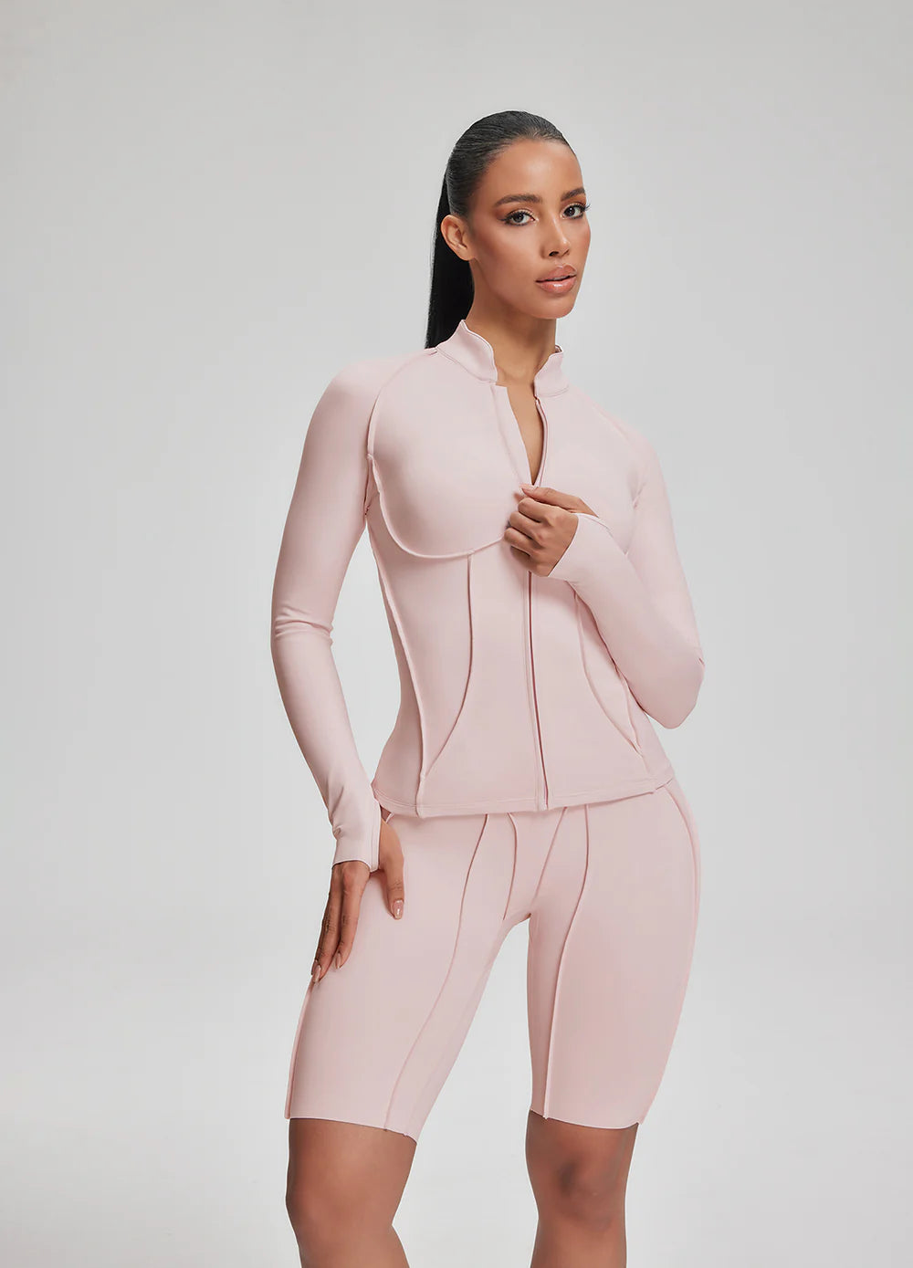 Vaeryn Sculpt Zip-Up Top