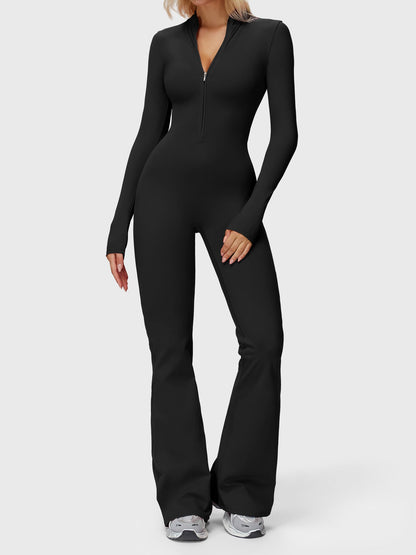 Yeoreo Belle Long Sleeve Zipper Flared Jumpsuit