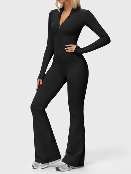 Yeoreo Belle Long Sleeve Zipper Flared Jumpsuit