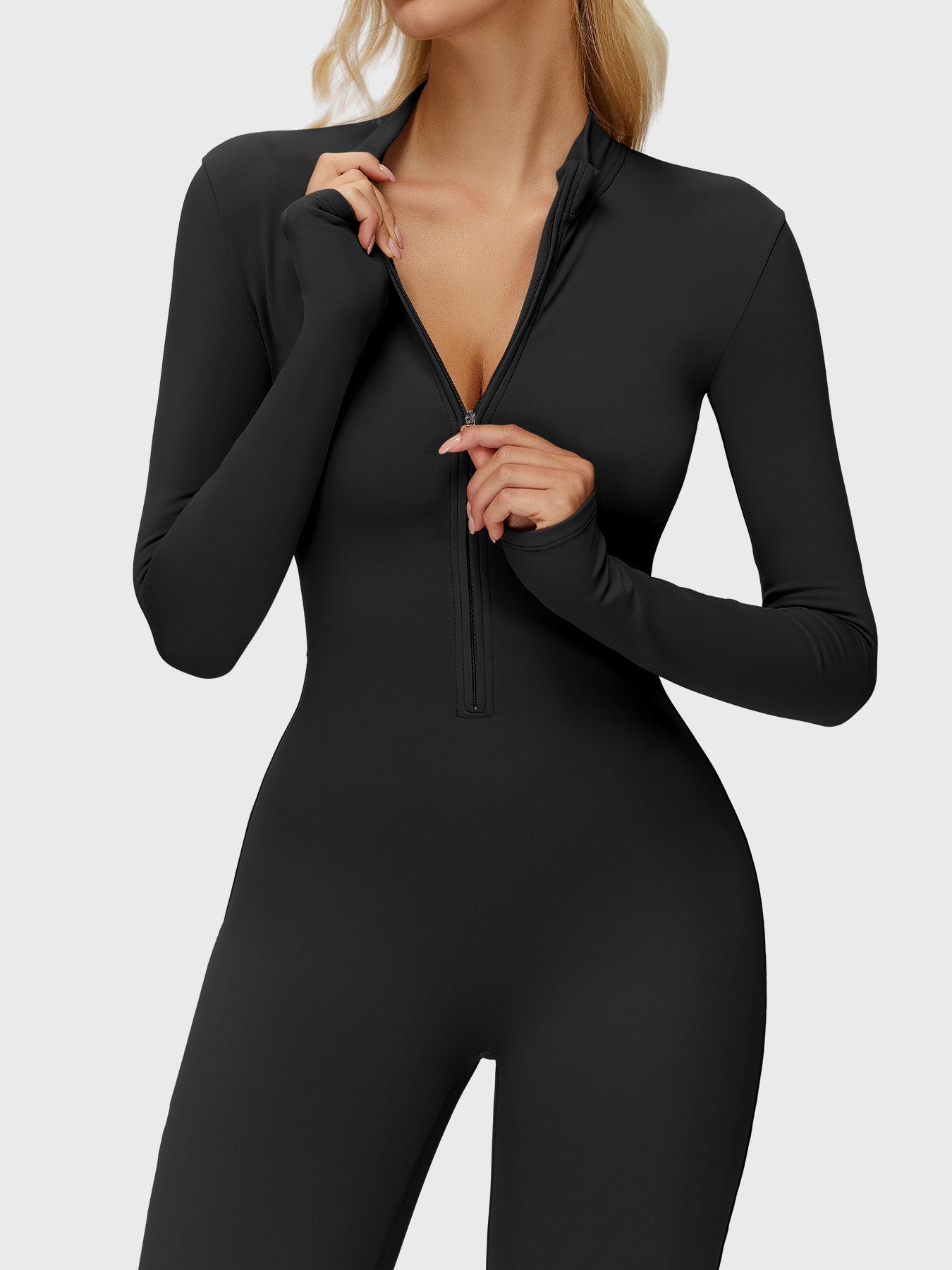 Yeoreo Belle Long Sleeve Zipper Flared Jumpsuit