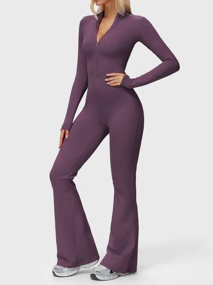 Yeoreo Belle Long Sleeve Zipper Flared Jumpsuit