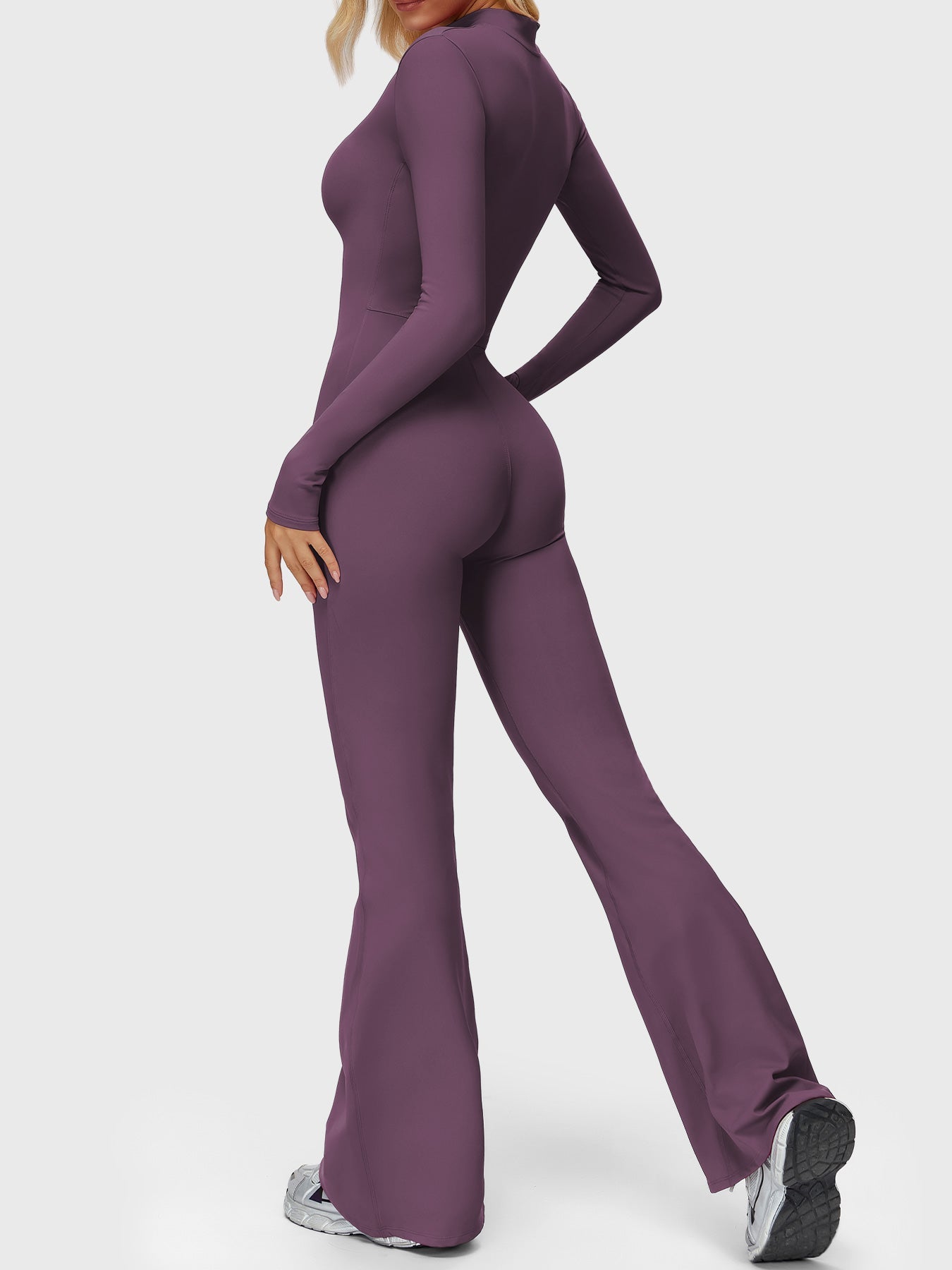 Yeoreo Belle Long Sleeve Zipper Flared Jumpsuit