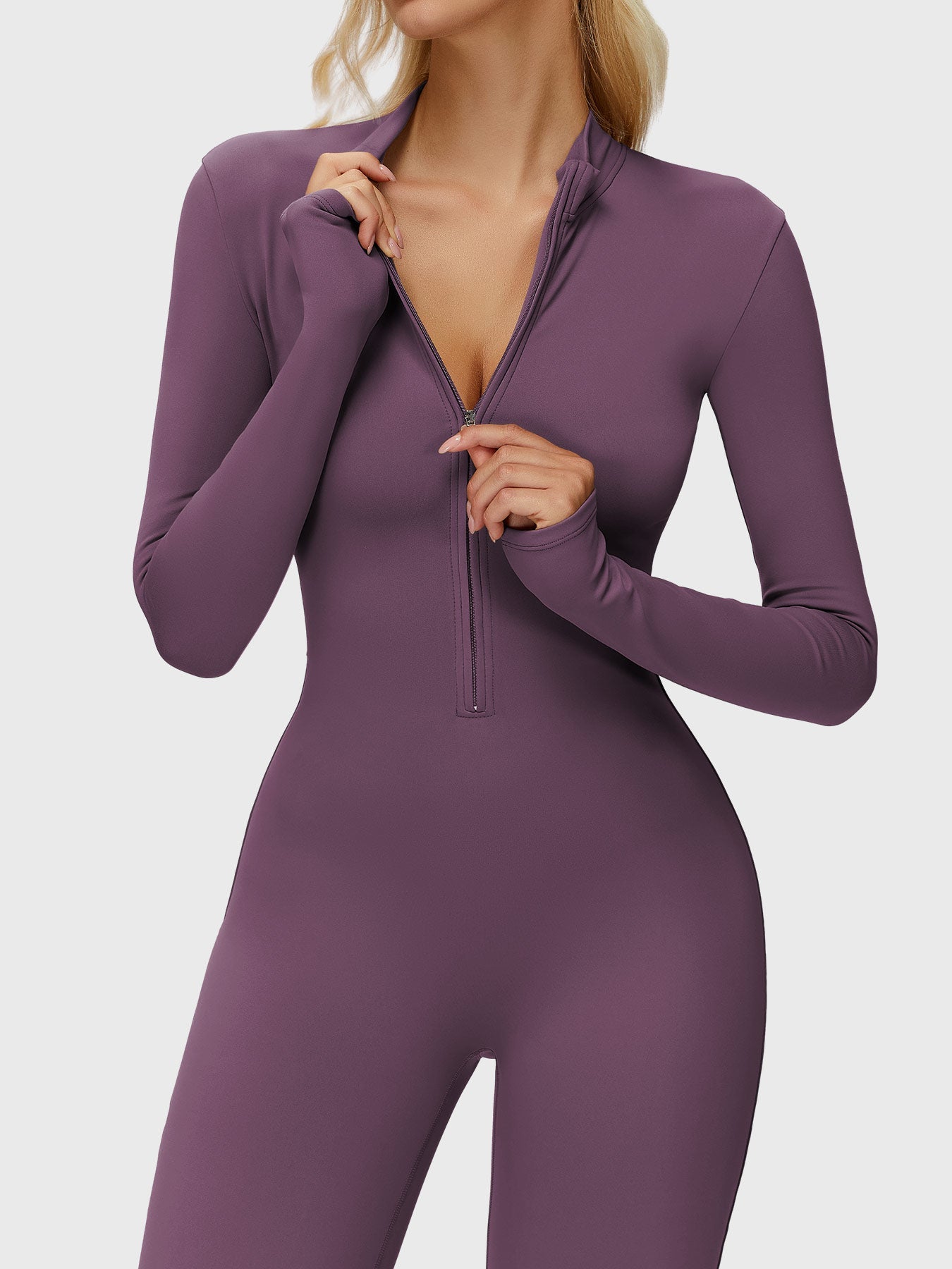 Yeoreo Belle Long Sleeve Zipper Flared Jumpsuit