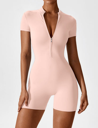 Vaeryn Short Sleeve Zipper Romper