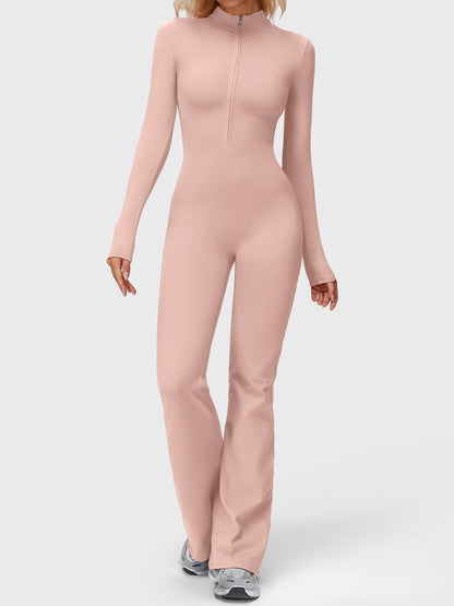 Yeoreo Belle Long Sleeve Zipper Flared Jumpsuit
