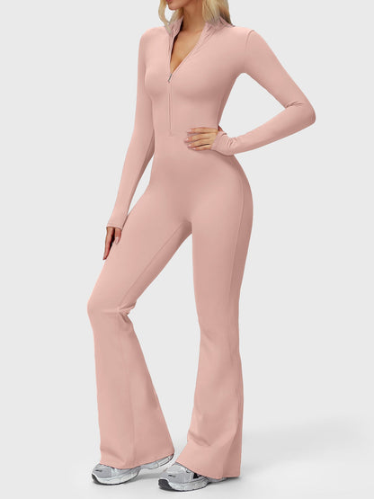 Yeoreo Belle Long Sleeve Zipper Flared Jumpsuit