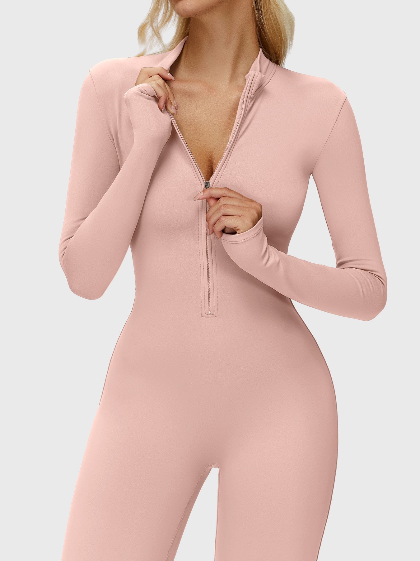 Yeoreo Belle Long Sleeve Zipper Flared Jumpsuit