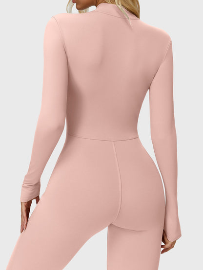 Yeoreo Belle Long Sleeve Zipper Flared Jumpsuit