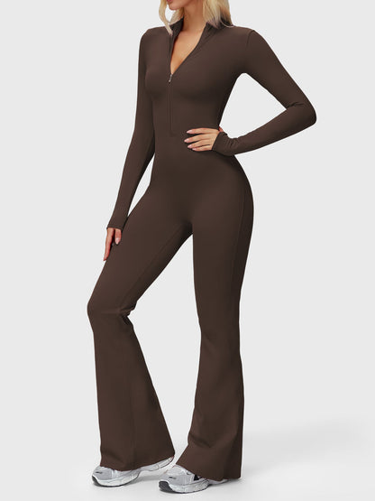 Yeoreo Belle Long Sleeve Zipper Flared Jumpsuit