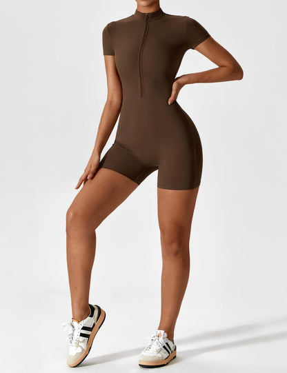 Vaeryn Short Sleeve Zipper Romper