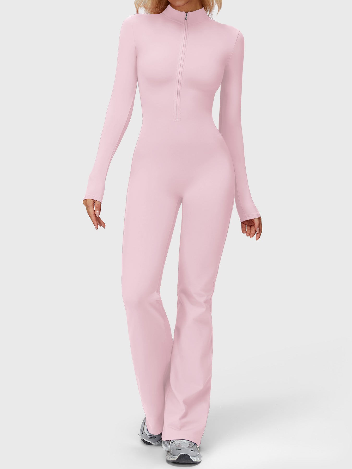 Yeoreo Belle Long Sleeve Zipper Flared Jumpsuit