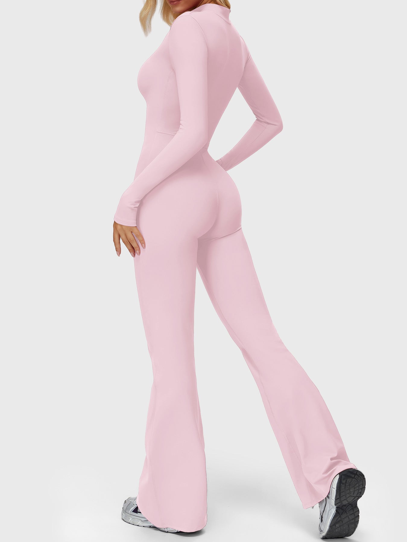 Yeoreo Belle Long Sleeve Zipper Flared Jumpsuit