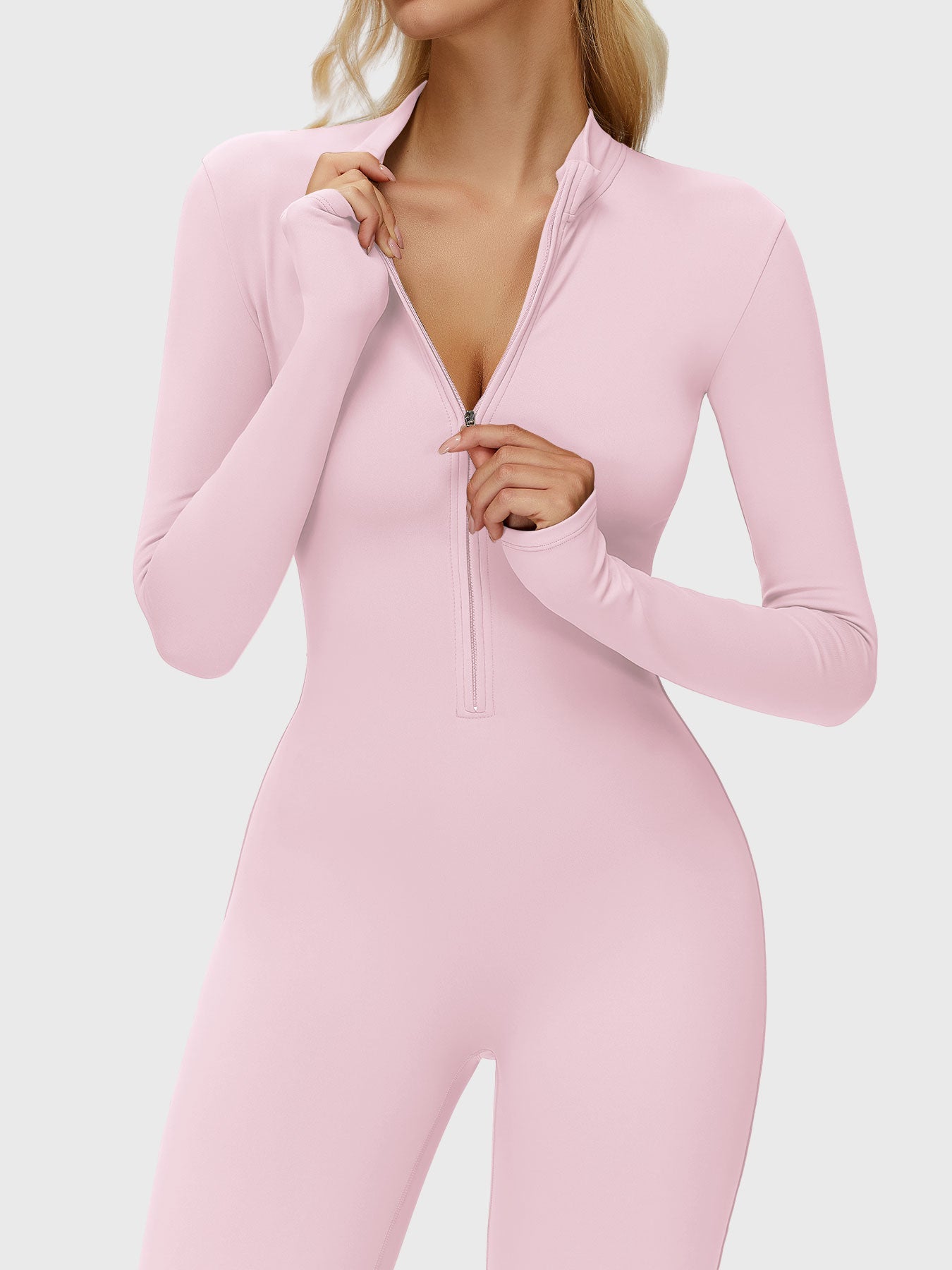 Yeoreo Belle Long Sleeve Zipper Flared Jumpsuit