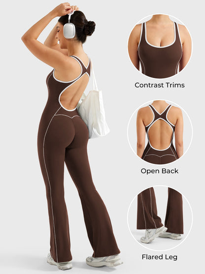 Yeoreo Antonia Contrast Trim Flared Jumpsuit