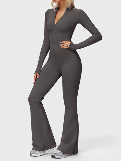 Yeoreo Belle Long Sleeve Zipper Flared Jumpsuit