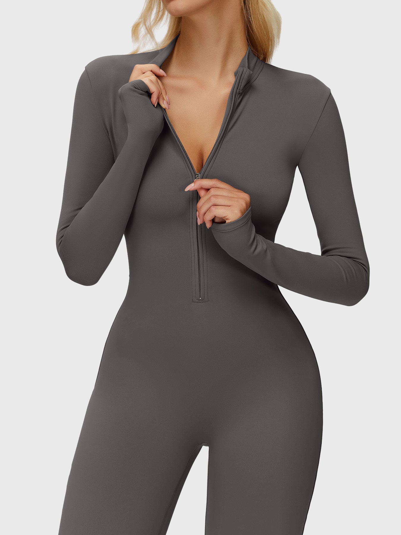 Yeoreo Belle Long Sleeve Zipper Flared Jumpsuit