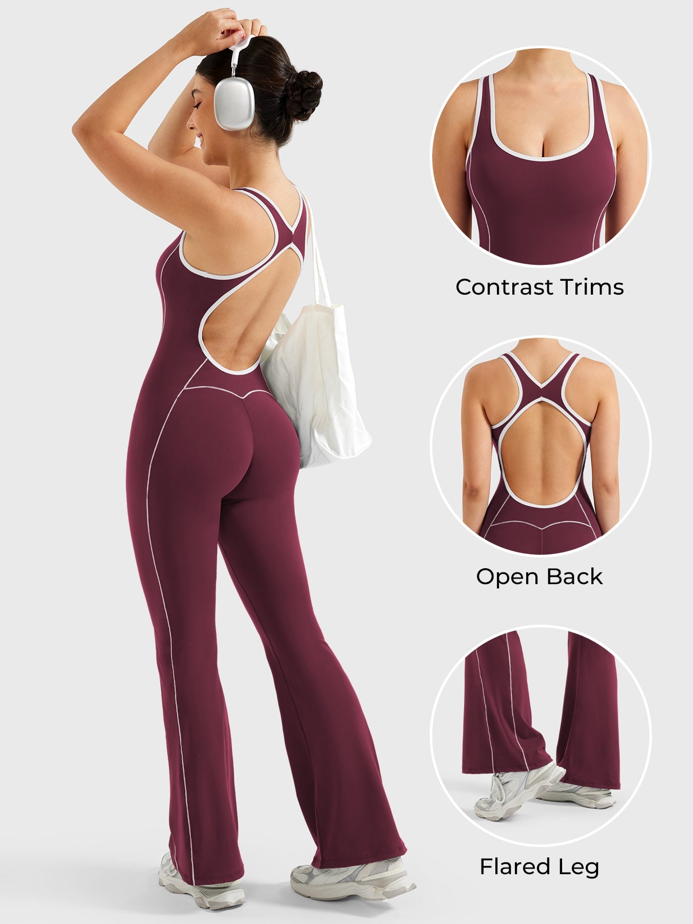 Yeoreo Antonia Contrast Trim Flared Jumpsuit