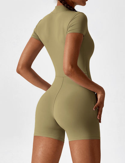 Vaeryn Short Sleeve Zipper Romper