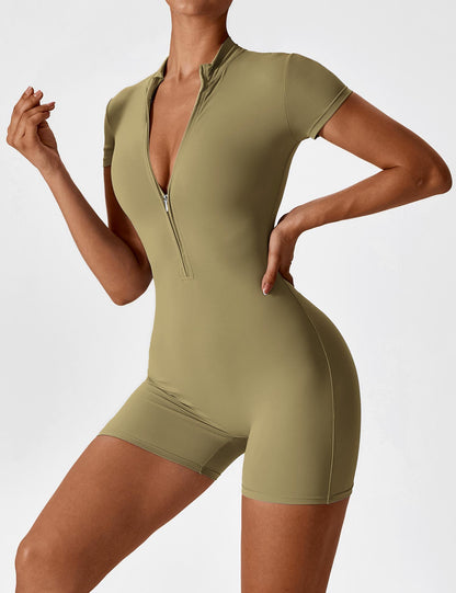Vaeryn Short Sleeve Zipper Romper