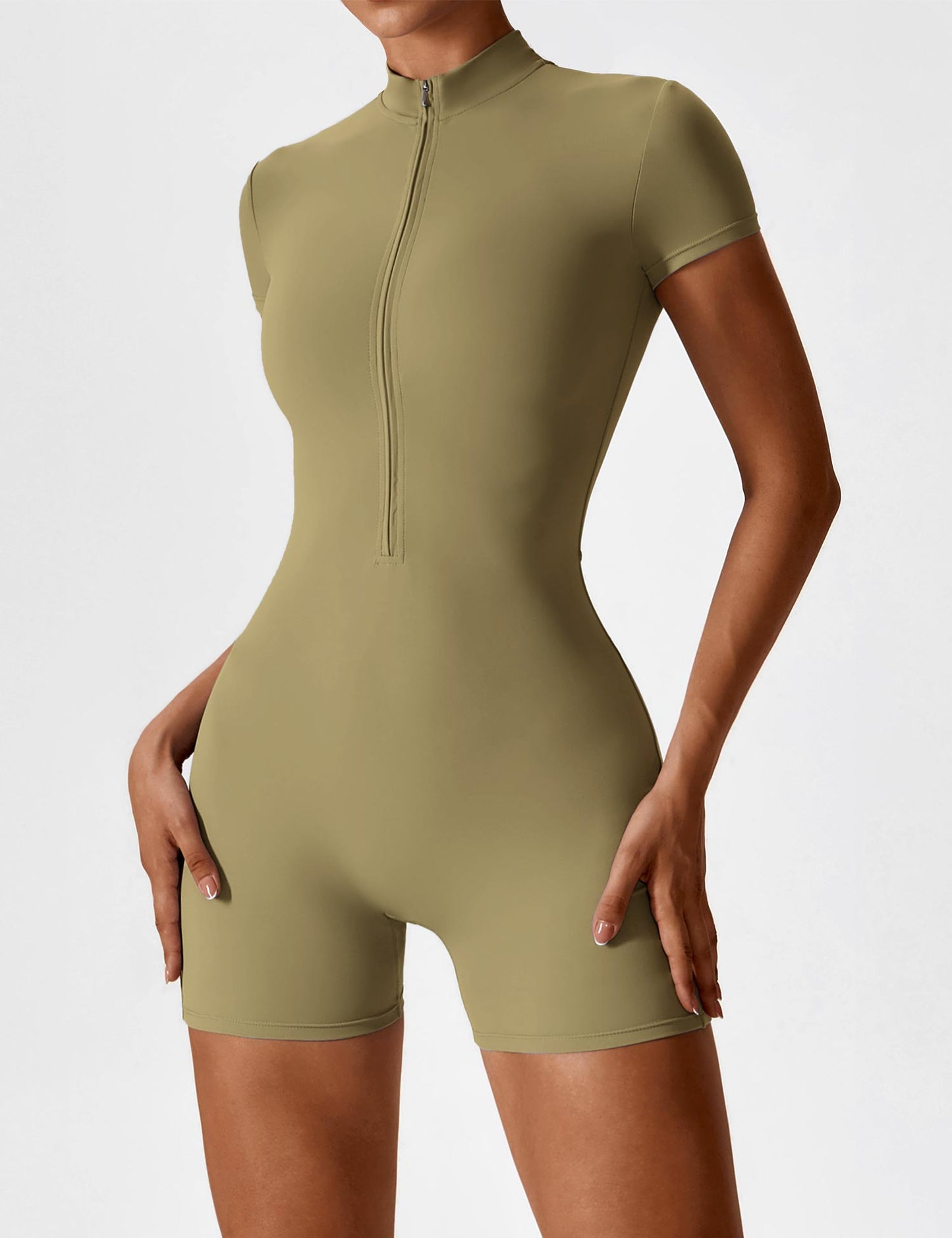 Vaeryn Short Sleeve Zipper Romper