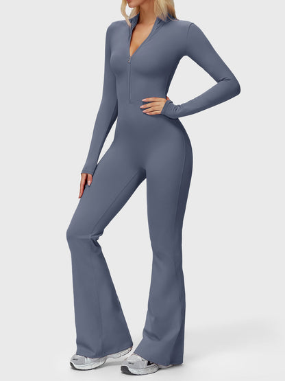 Yeoreo Belle Long Sleeve Zipper Flared Jumpsuit