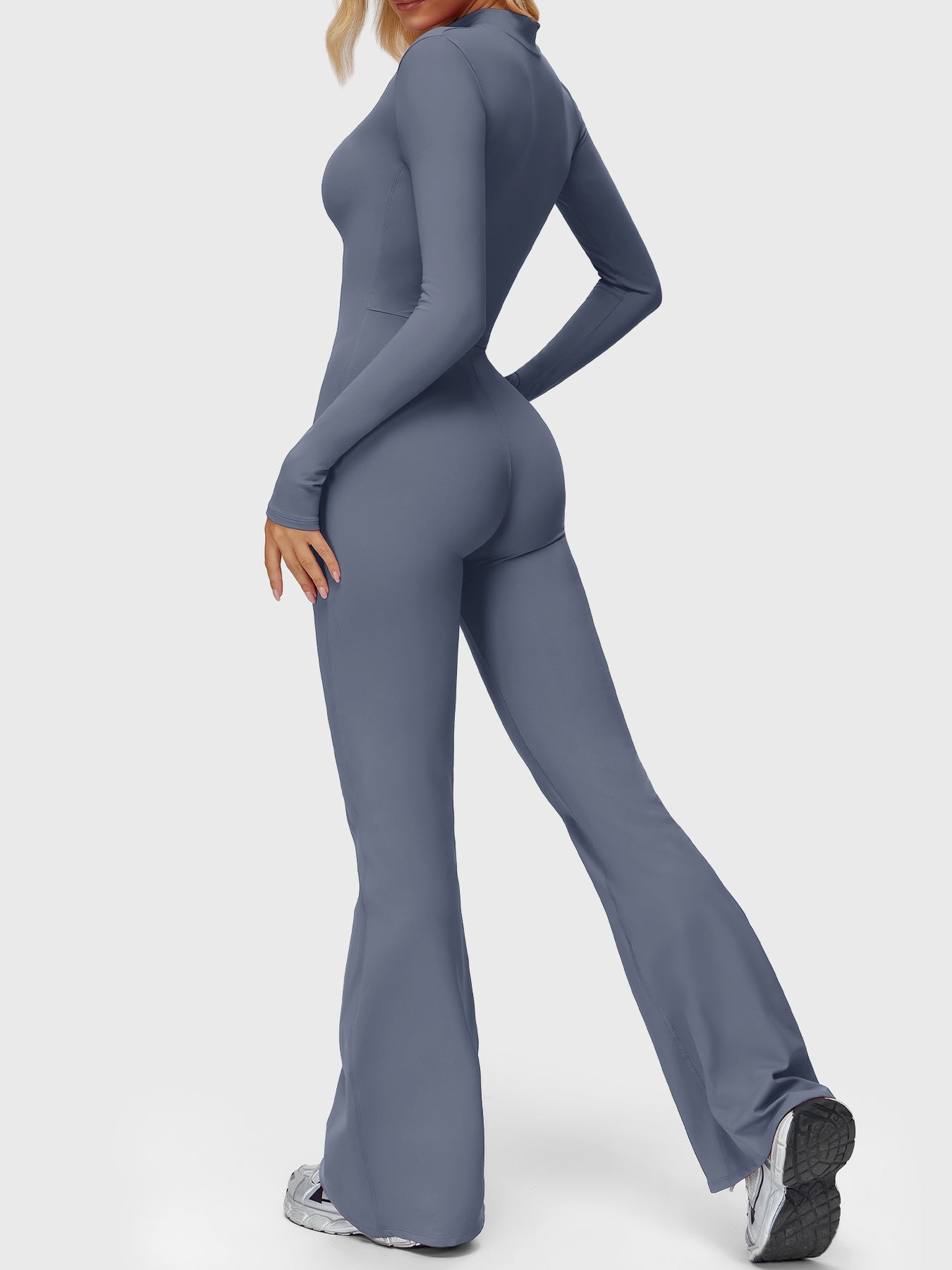 Yeoreo Belle Long Sleeve Zipper Flared Jumpsuit