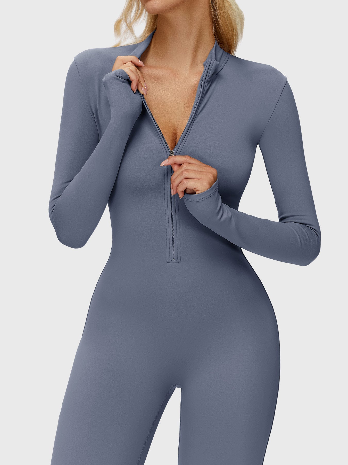 Yeoreo Belle Long Sleeve Zipper Flared Jumpsuit
