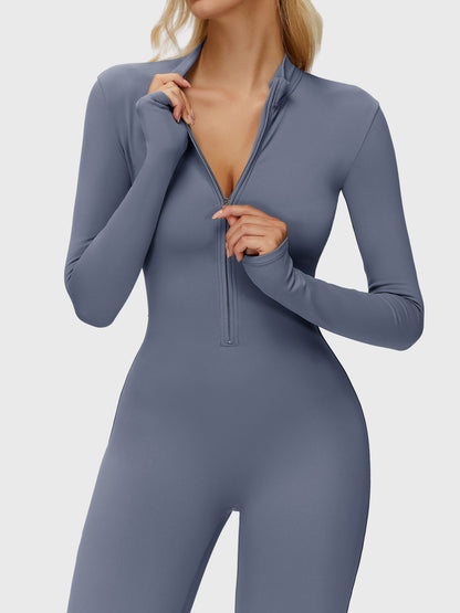 Yeoreo Belle Long Sleeve Zipper Flared Jumpsuit