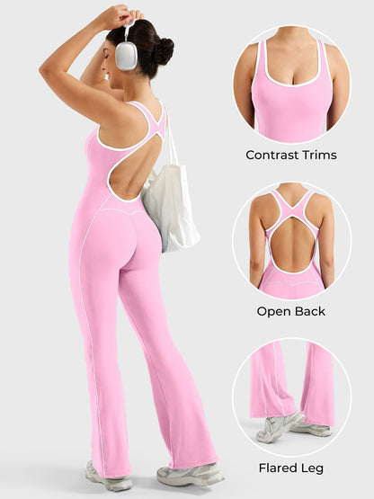 Yeoreo Antonia Contrast Trim Flared Jumpsuit