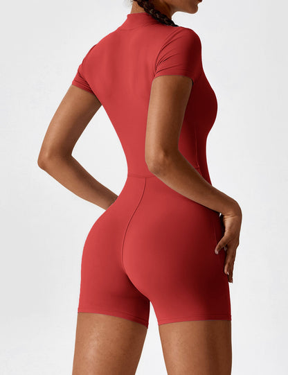 Vaeryn Short Sleeve Zipper Romper