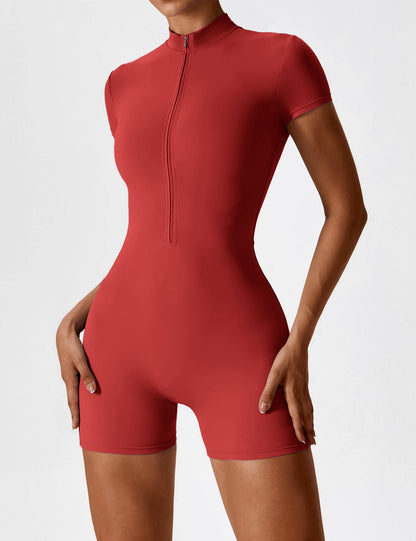 Vaeryn Short Sleeve Zipper Romper