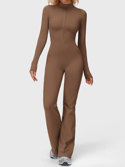 Yeoreo Belle Long Sleeve Zipper Flared Jumpsuit