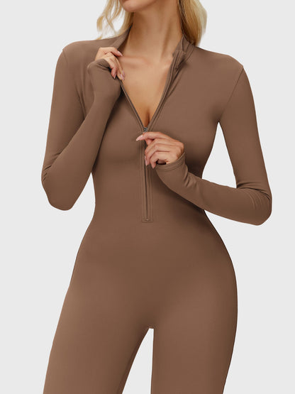 Yeoreo Belle Long Sleeve Zipper Flared Jumpsuit