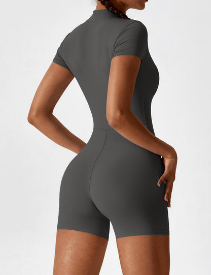 Vaeryn Short Sleeve Zipper Romper