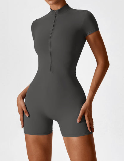 Vaeryn Short Sleeve Zipper Romper