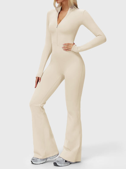 Yeoreo Belle Long Sleeve Zipper Flared Jumpsuit