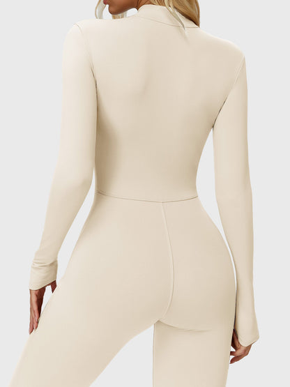 Yeoreo Belle Long Sleeve Zipper Flared Jumpsuit