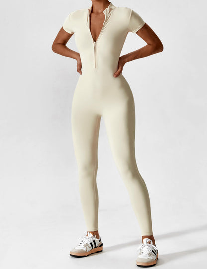 Vaeryn Short Sleeve Zipper Jumpsuit