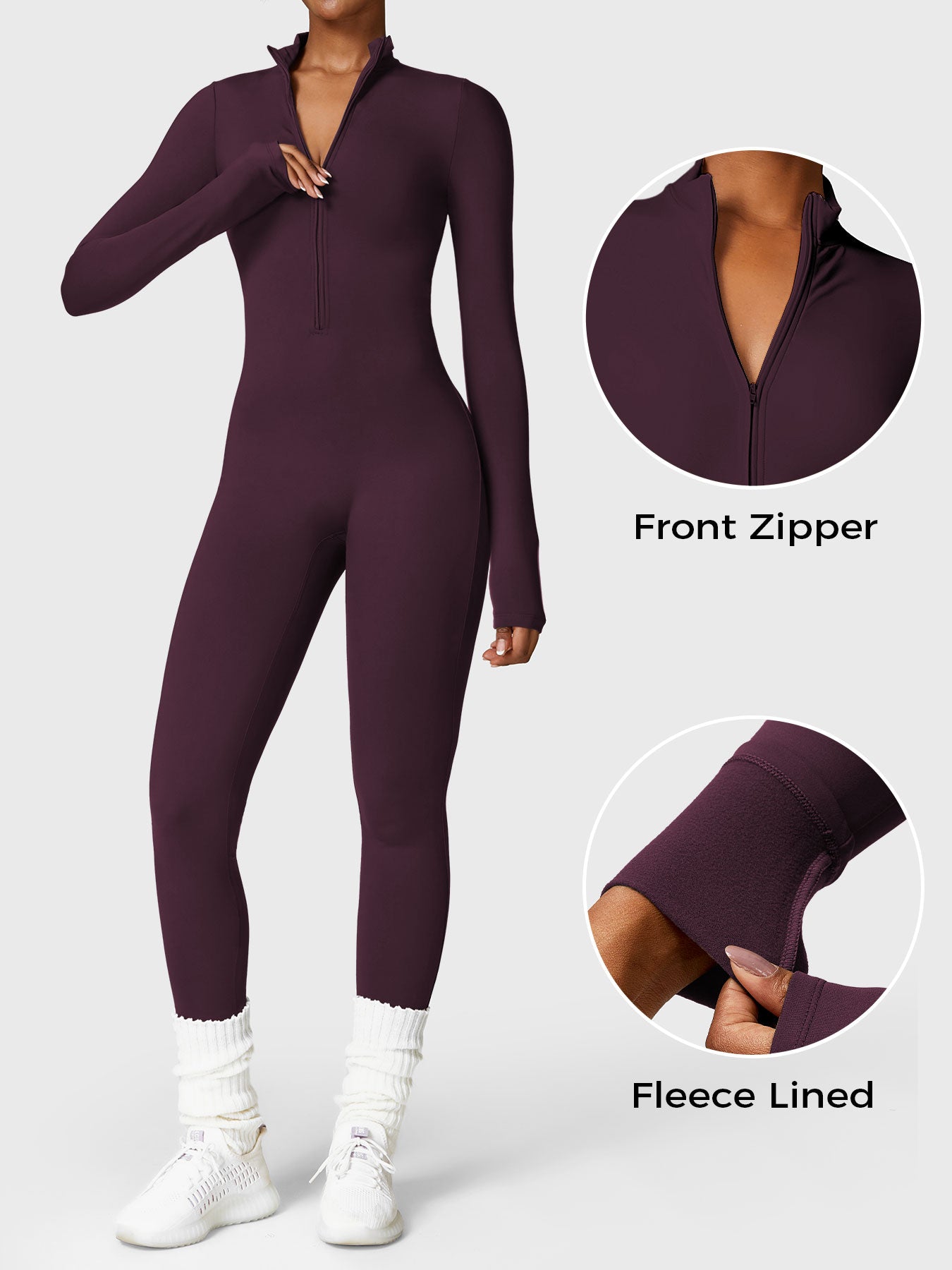 Vaeryn Belle Fleece Zip Long Sleeve Jumpsuit