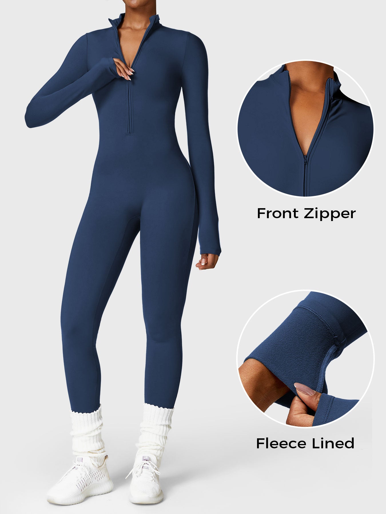 Vaeryn Belle Fleece Zip Long Sleeve Jumpsuit