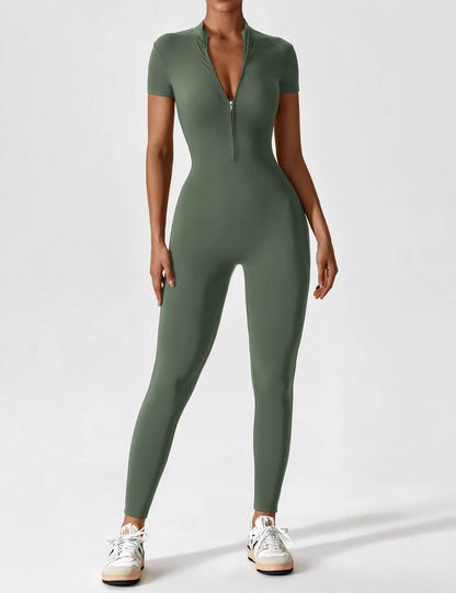 Vaeryn Short Sleeve Zipper Jumpsuit