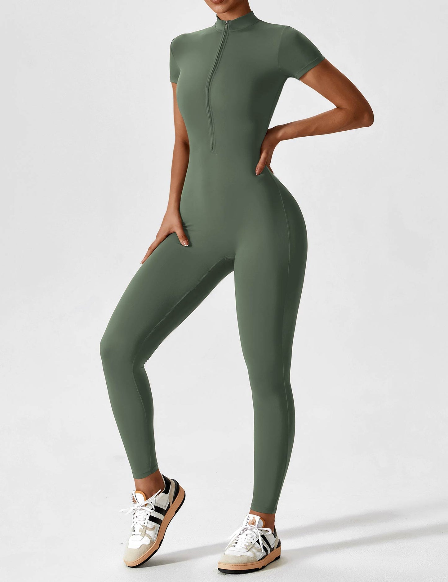 Vaeryn Short Sleeve Zipper Jumpsuit