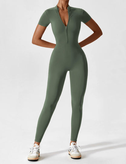 Vaeryn Short Sleeve Zipper Jumpsuit