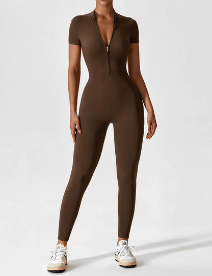 Vaeryn Short Sleeve Zipper Jumpsuit