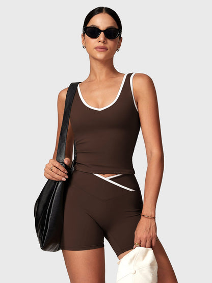 Yeoreo Alberta Contrast Trim Shorts Sports Set