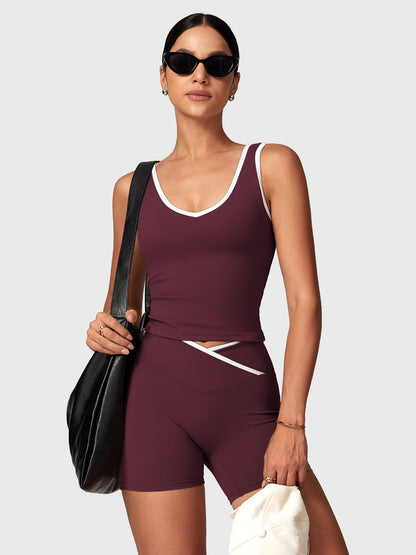 Yeoreo Alberta Contrast Trim Shorts Sports Set