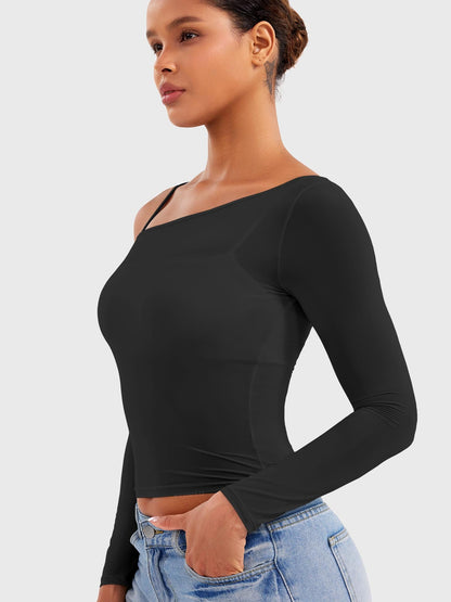 Yeoreo Fairen One Shoulder Sheer Top