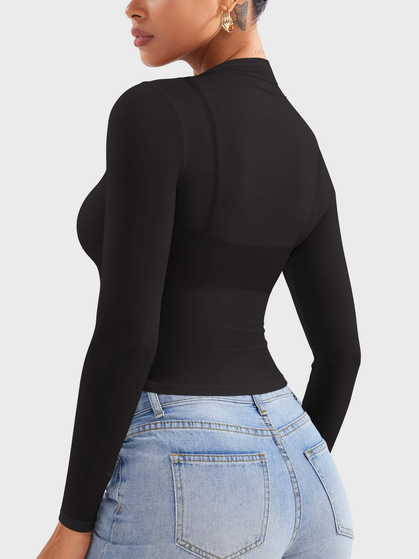 Vaeryn Jamy Mock Neck Sheer Top