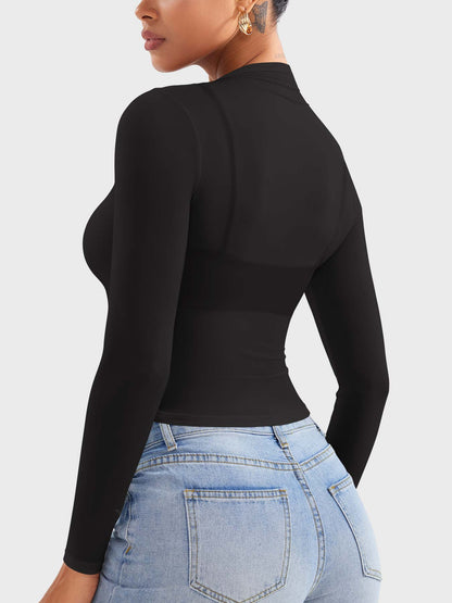 Vaeryn Jamy Mock Neck Sheer Top